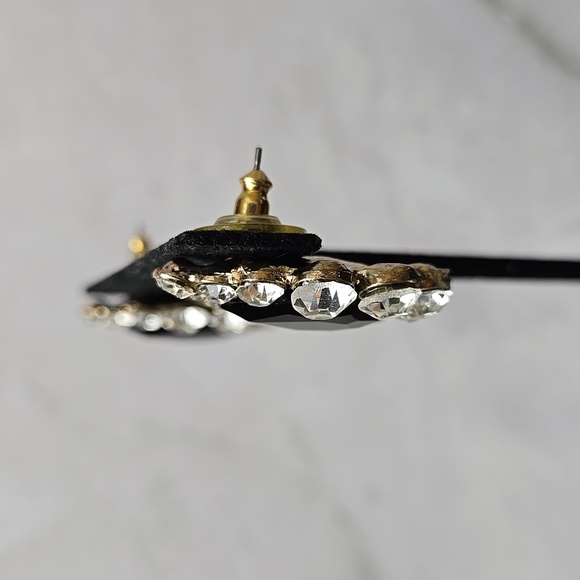 Elegant Black and Silver Rhinestone Teardrop Earrings - Picture 13 of 17